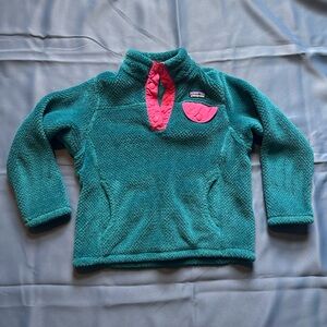 Patagonia Kids Fleece Pullover - Teal and Pink